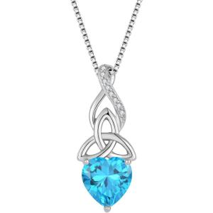 imageInfinity Celtic Knot Necklace for Women 925 Sterling Silver Irish Necklace Birthstone Jewelry Gifts for Her03 March  Aquamarine