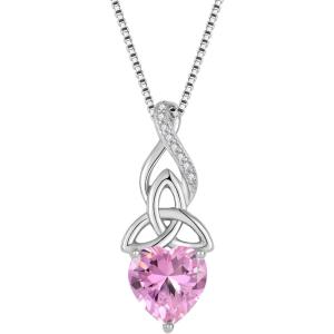 imageInfinity Celtic Knot Necklace for Women 925 Sterling Silver Irish Necklace Birthstone Jewelry Gifts for Her10 October  Pink Tourmaline