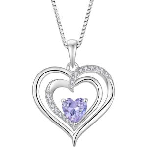 imageLove Heart Necklace for Women 925 Sterling Silver Birthstone Pendant Necklace Dainty Jewelry for Women Her Wife Mom06 June  Alexandrite