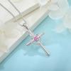 imageHeart Cross Necklace for Women 925 Sterling Silver Infinity Cross Pendant Birthstone Necklace Religious Jewelry Gift for Women Her Mom Wife Daughter10 October  Pink Tourmaline