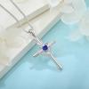 imageHeart Cross Necklace for Women 925 Sterling Silver Infinity Cross Pendant Birthstone Necklace Religious Jewelry Gift for Women Her Mom Wife Daughter12 December  Tanzanite