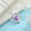 imageLove Heart Necklace for Women 925 Sterling Silver Birthstone Pendant Necklace Jewelry Gift for Women Her Mom Wife Daughter Sister02 February  Amethyst