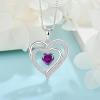 imageLove Heart Necklace for Women 925 Sterling Silver Birthstone Pendant Necklace Jewelry Gift for Women Her Mom Wife Daughter Sister02 February  Amethyst