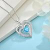 imageLove Heart Necklace for Women 925 Sterling Silver Birthstone Pendant Necklace Jewelry Gift for Women Her Mom Wife Daughter Sister03 March  Aquamarine