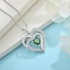 imageLove Heart Necklace for Women 925 Sterling Silver Birthstone Pendant Necklace Jewelry Gift for Women Her Mom Wife Daughter Sister05 May  Emerald