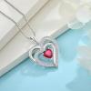 imageLove Heart Necklace for Women 925 Sterling Silver Birthstone Pendant Necklace Jewelry Gift for Women Her Mom Wife Daughter Sister07 July  Ruby
