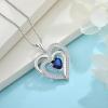 imageLove Heart Necklace for Women 925 Sterling Silver Birthstone Pendant Necklace Jewelry Gift for Women Her Mom Wife Daughter Sister09 September  Sapphire