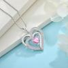 imageLove Heart Necklace for Women 925 Sterling Silver Birthstone Pendant Necklace Jewelry Gift for Women Her Mom Wife Daughter Sister10 October  Pink Tourmaline