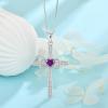 imageWomen Cross Necklace 925 Sterling Silver Infinity Cross Necklace Heart Birthstone Pendant Religious Jewelry Gifts for Her02 February  Amethyst
