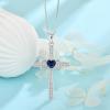 imageWomen Cross Necklace 925 Sterling Silver Infinity Cross Necklace Heart Birthstone Pendant Religious Jewelry Gifts for Her09 September  Sapphire