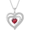 imageLove Heart Necklace for Women 925 Sterling Silver Birthstone Pendant Necklace Jewelry Gift for Women Her Mom Wife Daughter Sister07 July  Ruby