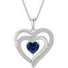 imageLove Heart Necklace for Women 925 Sterling Silver Birthstone Pendant Necklace Jewelry Gift for Women Her Mom Wife Daughter Sister09 September  Sapphire