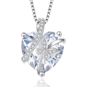 imageButterfly Necklace for Women 925 Sterling Silver Heart Birthstone Necklace Jewelry Gifts for Women Her Mom Wife Daughter04 April  Simulated Diamond