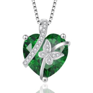 imageButterfly Necklace for Women 925 Sterling Silver Heart Birthstone Necklace Jewelry Gifts for Women Her Mom Wife Daughter05 May  Emerald