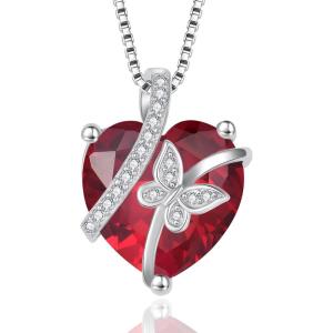 imageButterfly Necklace for Women 925 Sterling Silver Heart Birthstone Necklace Jewelry Gifts for Women Her Mom Wife Daughter07 July  Ruby