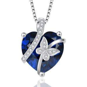 imageButterfly Necklace for Women 925 Sterling Silver Heart Birthstone Necklace Jewelry Gifts for Women Her Mom Wife Daughter09 September  Sapphire