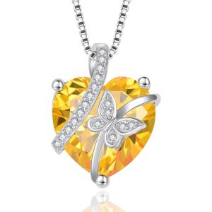 imageButterfly Necklace for Women 925 Sterling Silver Heart Birthstone Necklace Jewelry Gifts for Women Her Mom Wife Daughter11 November  Citrine
