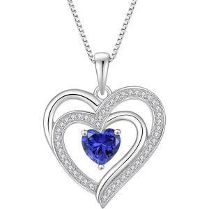 imageLove Heart Necklace for Women 925 Sterling Silver Birthstone Pendant Necklace Jewelry Gift for Women Her Mom Wife Daughter Sister12 December  Tanzanite