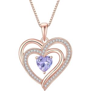 imageRose Gold Love Heart Necklace for Women 925 Sterling Silver Birthstone Pendant Necklace Jewelry Gift for Women Her Mom Wife06 June  Alexandrite