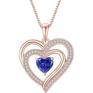 imageRose Gold Love Heart Necklace for Women 925 Sterling Silver Birthstone Pendant Necklace Jewelry Gift for Women Her Mom Wife12 December  Tanzanite