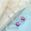 imageInfinity Celtic Knot Jewelry Set for Women 925 Sterling Silver Irish Necklace Amethyst Dangle Drop Leverback Earrings February Birthstone Jewelry Gifts for Her Mom