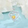 imageLove Heart Citrine Necklace for Women 925 Sterling Silver November Birthstone Necklace Dainty Pendant Jewelry for Women Her Wife Mom Daughter Girlfriend