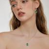 imageTeardrop Jewelry Set for Women 925 Sterling Silver Emerald Necklace Dangle Drop Leverback Earrings May Birthstone Jewelry Gifts for Her