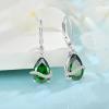 imageTeardrop Jewelry Set for Women 925 Sterling Silver Emerald Necklace Dangle Drop Leverback Earrings May Birthstone Jewelry Gifts for Her