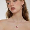 imageTeardrop Jewelry Set for Women 925 Sterling Silver Ruby Necklace Dangle Drop Leverback Earrings July Birthstone Jewelry Gifts for Her