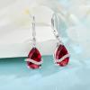 imageTeardrop Jewelry Set for Women 925 Sterling Silver Ruby Necklace Dangle Drop Leverback Earrings July Birthstone Jewelry Gifts for Her