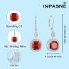 imageWomen Leverback Earrings 925 Sterling Silver Princess Cut Halo Earrings Birthstone Dangle Drop Earrings for Women Her Mom Wife01 January  Garnet