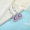 imageWomen Leverback Earrings 925 Sterling Silver Princess Cut Halo Earrings Birthstone Dangle Drop Earrings for Women Her Mom Wife02 February  Amethyst
