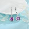imageWomen Leverback Earrings 925 Sterling Silver Princess Cut Halo Earrings Birthstone Dangle Drop Earrings for Women Her Mom Wife02 February  Amethyst