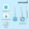 imageWomen Leverback Earrings 925 Sterling Silver Princess Cut Halo Earrings Birthstone Dangle Drop Earrings for Women Her Mom Wife03 March  Aquamarine