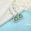 imageWomen Leverback Earrings 925 Sterling Silver Princess Cut Halo Earrings Birthstone Dangle Drop Earrings for Women Her Mom Wife05 May  Emerald