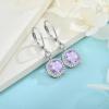 imageWomen Leverback Earrings 925 Sterling Silver Princess Cut Halo Earrings Birthstone Dangle Drop Earrings for Women Her Mom Wife06 June  Alexandrite