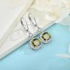 imageWomen Leverback Earrings 925 Sterling Silver Princess Cut Halo Earrings Birthstone Dangle Drop Earrings for Women Her Mom Wife08 August  Peridot