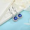 imageWomen Leverback Earrings 925 Sterling Silver Princess Cut Halo Earrings Birthstone Dangle Drop Earrings for Women Her Mom Wife09 September  Sapphire