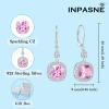 imageWomen Leverback Earrings 925 Sterling Silver Princess Cut Halo Earrings Birthstone Dangle Drop Earrings for Women Her Mom Wife10 October  Pink Tourmaline