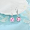imageWomen Leverback Earrings 925 Sterling Silver Princess Cut Halo Earrings Birthstone Dangle Drop Earrings for Women Her Mom Wife10 October  Pink Tourmaline