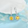 imageWomen Leverback Earrings 925 Sterling Silver Princess Cut Halo Earrings Birthstone Dangle Drop Earrings for Women Her Mom Wife11 November  Citrine