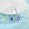 imageWomen Leverback Earrings 925 Sterling Silver Princess Cut Halo Earrings Birthstone Dangle Drop Earrings for Women Her Mom Wife12 December  Tanzanite