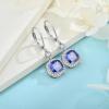 imageWomen Leverback Earrings 925 Sterling Silver Princess Cut Halo Earrings Birthstone Dangle Drop Earrings for Women Her Mom Wife12 December  Tanzanite