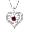 imageButterfly Necklace for Women 925 Sterling Silver Love Heart Necklace Birthstone Pendant Jewelry Gifts for Women Her Mom Wife01 January  Garnet