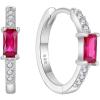 imageHuggie Hoop Earrings for Women 925 Sterling Silver Baguette Hoop Earrings Birthstone Jewelry Gifts for Her07 July  Ruby
