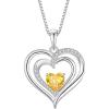 imageLove Heart Citrine Necklace for Women 925 Sterling Silver November Birthstone Necklace Dainty Pendant Jewelry for Women Her Wife Mom Daughter Girlfriend