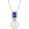 imagePearl Necklace for Women 925 Sterling Silver Birthstone Pendant Necklace Emerald Cut Jewelry Gifts for Her12 December  Tanzanite