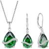 imageTeardrop Jewelry Set for Women 925 Sterling Silver Emerald Necklace Dangle Drop Leverback Earrings May Birthstone Jewelry Gifts for Her