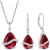 imageTeardrop Jewelry Set for Women 925 Sterling Silver Ruby Necklace Dangle Drop Leverback Earrings July Birthstone Jewelry Gifts for Her