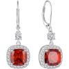 imageWomen Leverback Earrings 925 Sterling Silver Princess Cut Halo Earrings Birthstone Dangle Drop Earrings for Women Her Mom Wife01 January  Garnet